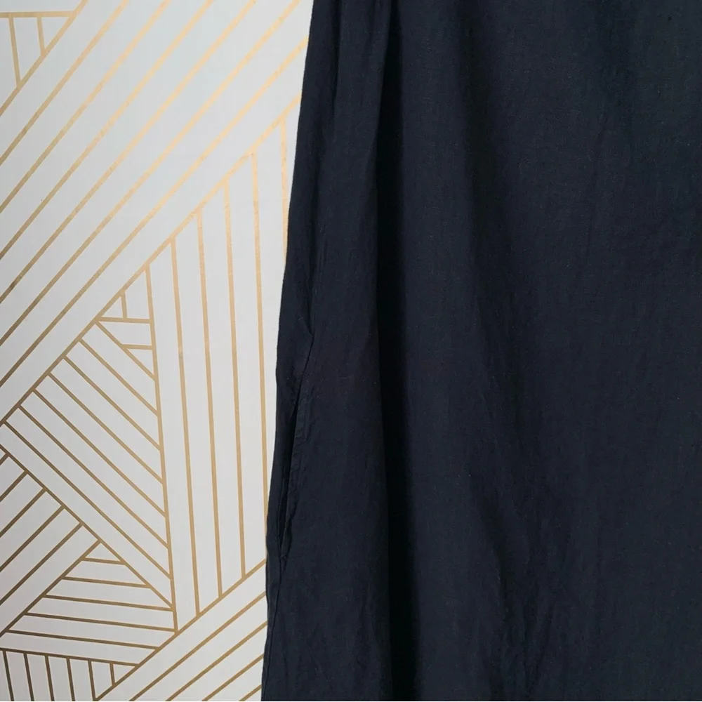 Bryn Walker Henrietta 100% Linen Cowl Neck Lagenlook Sleeveless Dress Pockets M - Picture 4 of 12